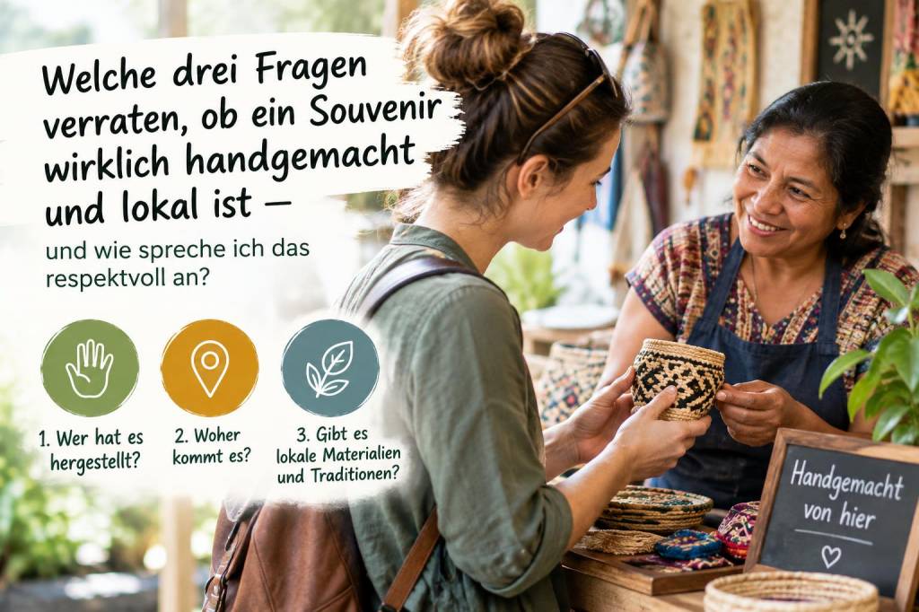 Welche drei Fragen verraten, ob ein Souvenir wirklich handgemacht und lokal ist — und wie spreche ich das respektvoll an?